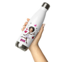 Stainless steel water bottle with custom caricature